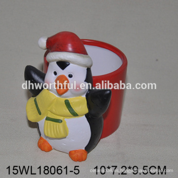Florero de cerámica de la Navidad del diseño elegante del pingüino